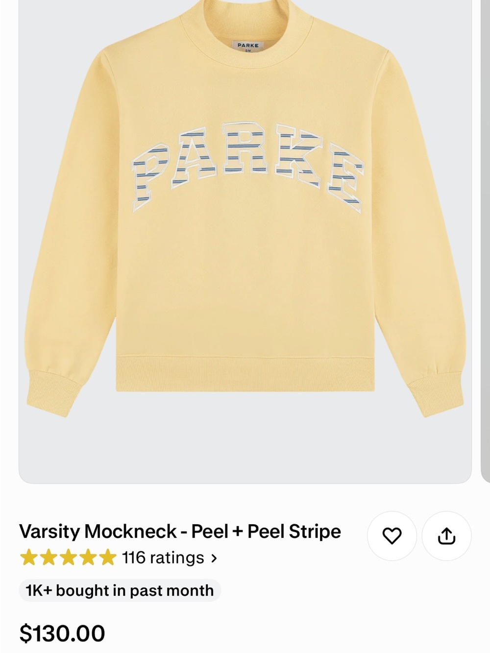 Parke Mockneck in peel with Striped lettering